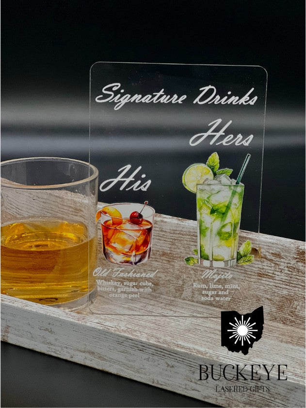 Signature Acrylic Drink Signs